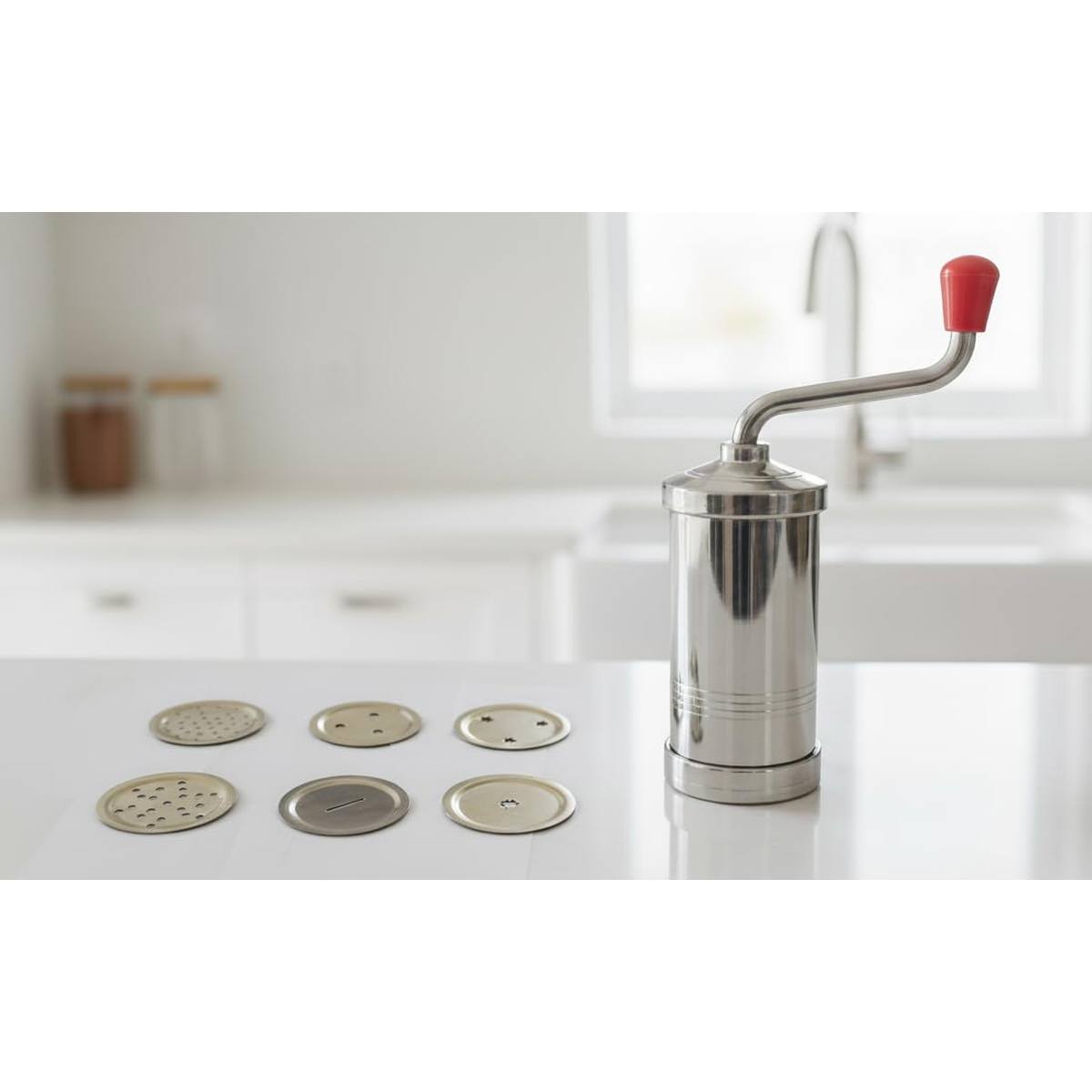 Stainless Steel Sev Sancha, Snack/Murukku/Noodle Maker with with Multiple Discs 6 net