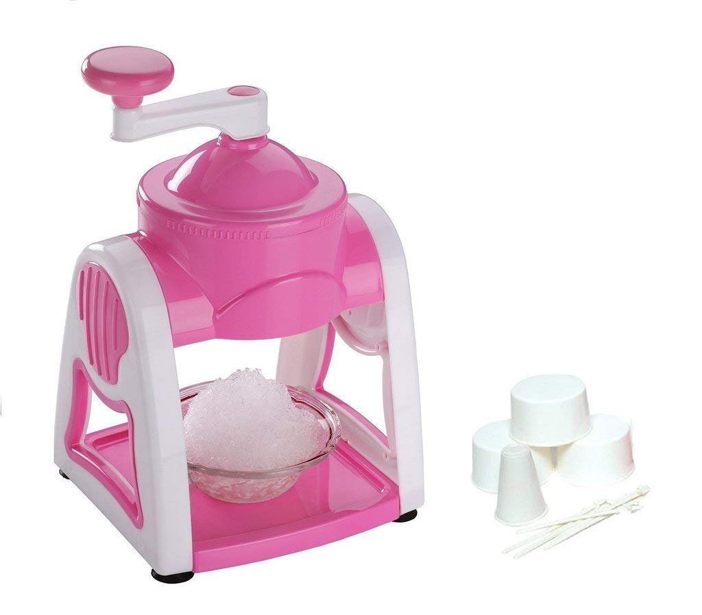 Portable Ice Crusher & Snow Cone Maker, Hand Crank Shredding Snow Cone Maker