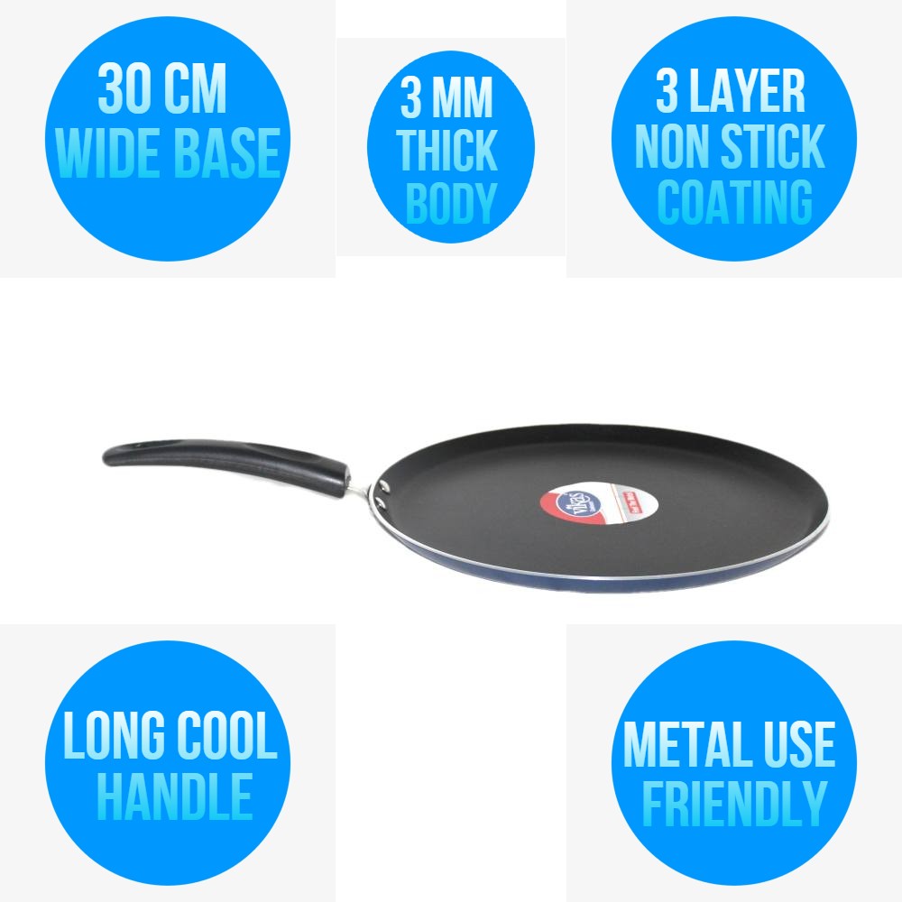 Vikas 30 CM Flat Frying Pancake Pan Non Stick Dosa Tawa 3 MM