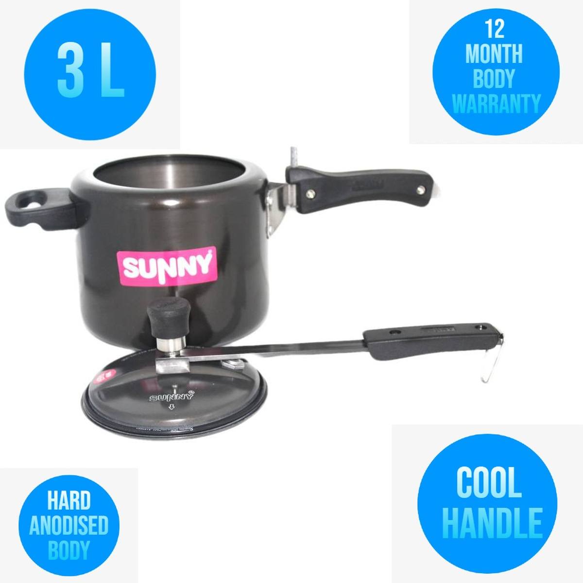 3 Liters medium inner lid 3 Ltr hard Anodised Pressure Cooker 3 L