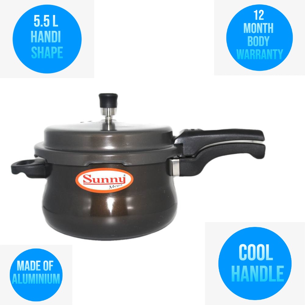 5.5 Liters Large handi shape outer lid 5.5 Ltr Hard Anodised Pressure Cooker 5.5 L