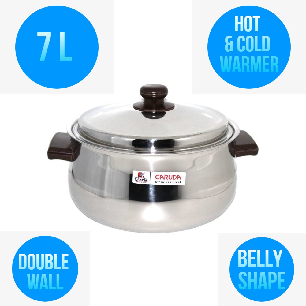 Garuda Belly Shape food warmer Stainless Steel Casserole Hot Pot 7 L
