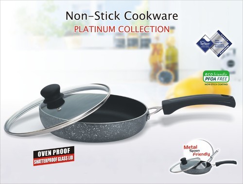 OK Non Stick Fry Pan 2.0 Ltr with Glass Lid Platinum Collection Family