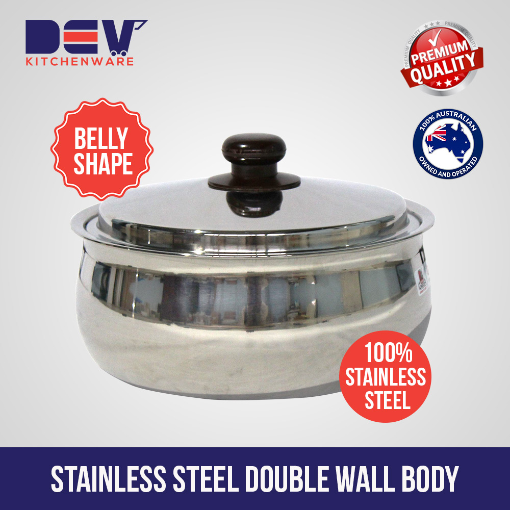 Garuda Belly Shape food warmer Stainless Steel Casserole Hot Pot 1.5 L