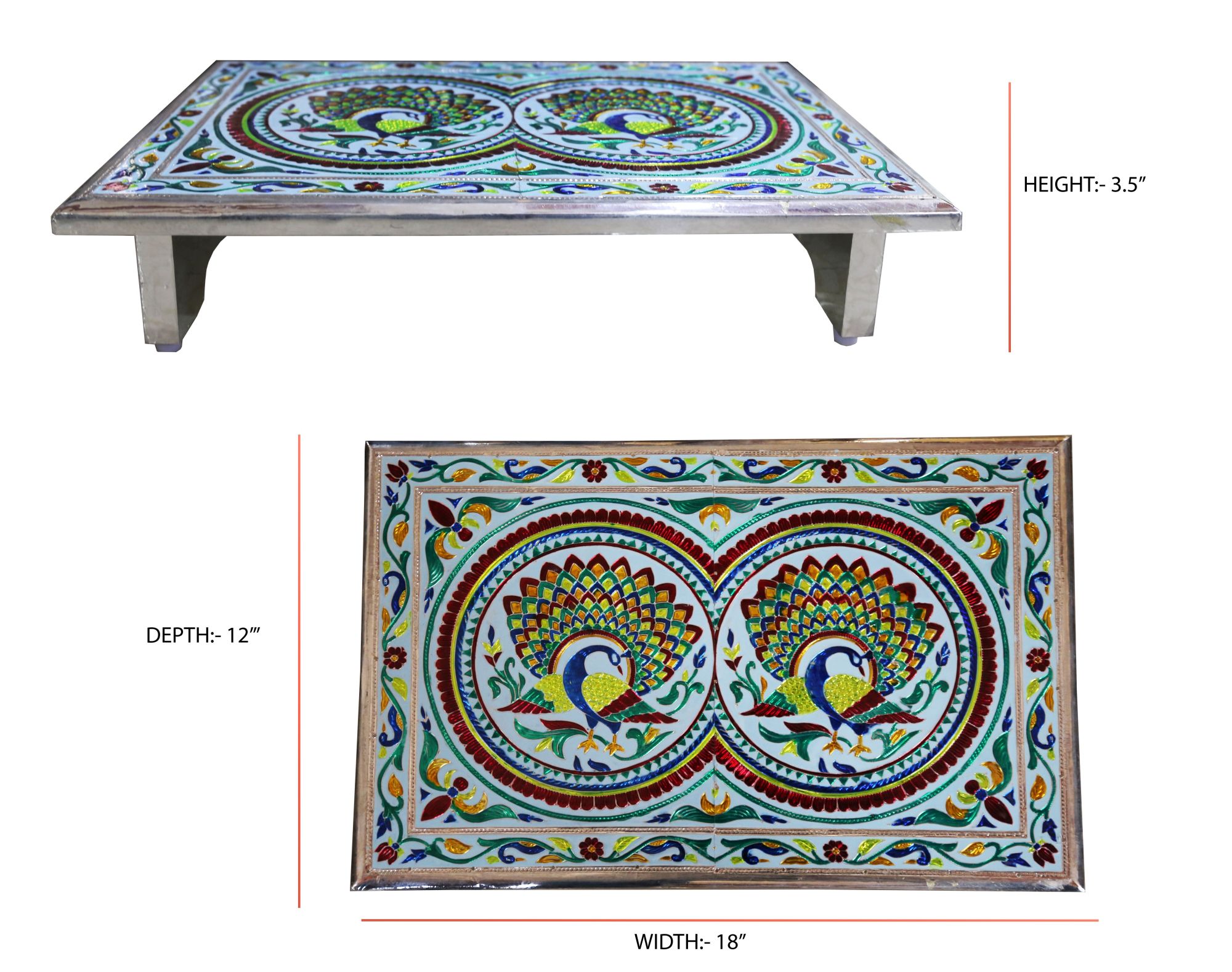 12 * 18 Alluminium Minakati Patala Pooja Puja table/Chowki