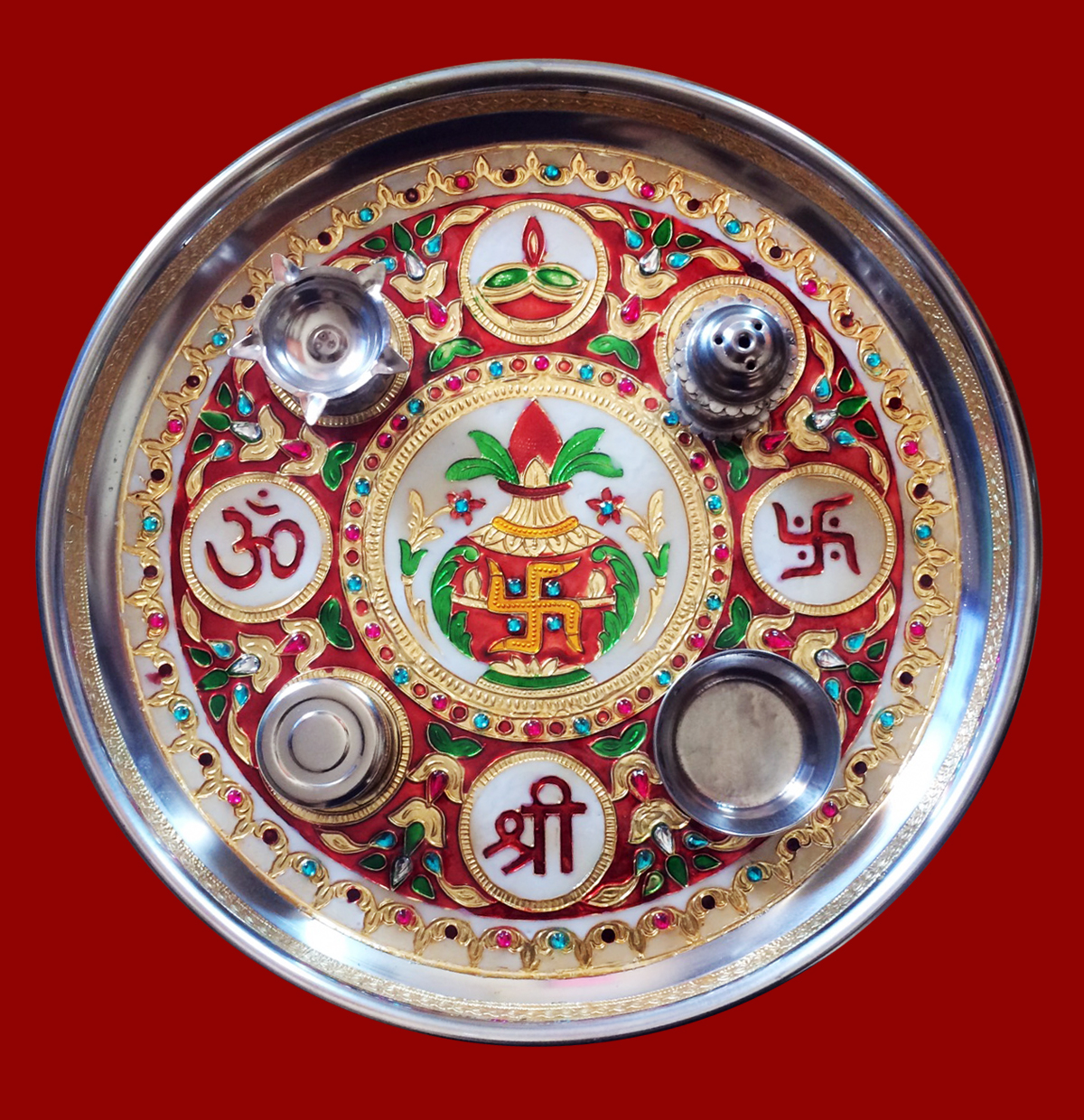 JK 11" Pooja (Puja) Thali Minakari