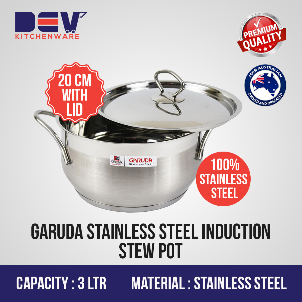 Garuda Stainless Steel Induction Casserole 3 Ltr (20 CM) with Lid