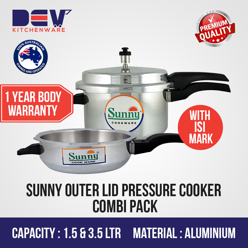 Sunny Outer Lid 1.5 & 3.5 Ltr Aluminium Pressure Cooker Combi Pack
