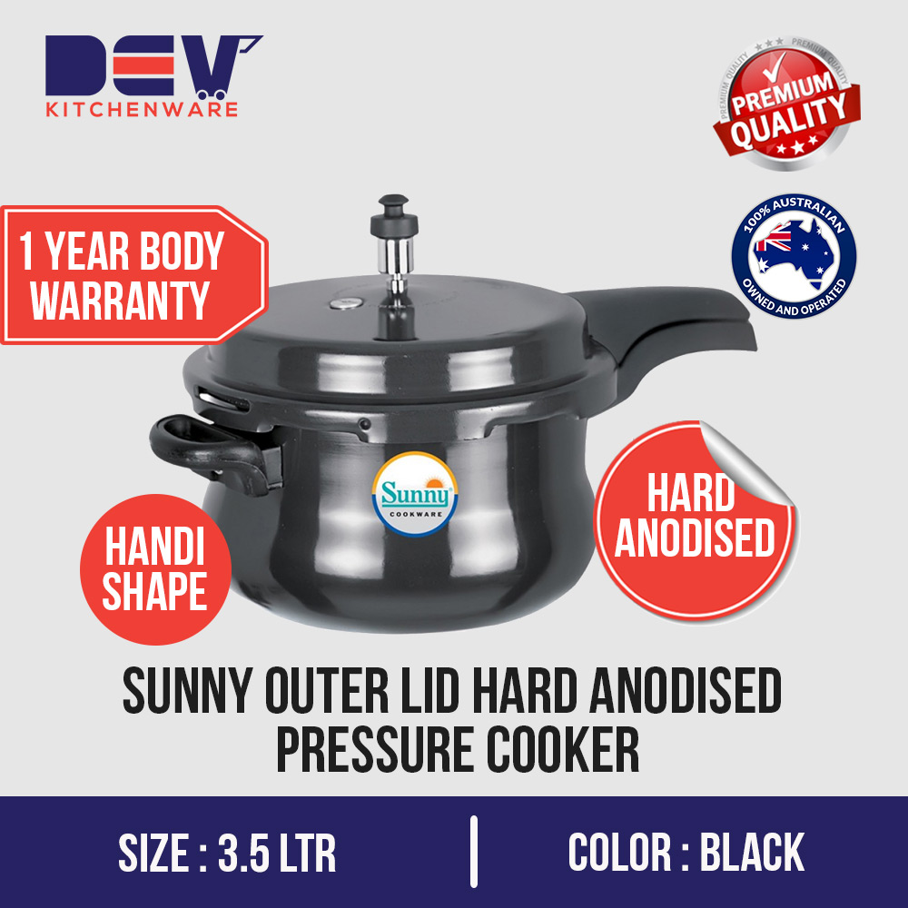 Sunny Outer Lid handi shape 3.5 Ltr Hard Anodised Pressure Cooker