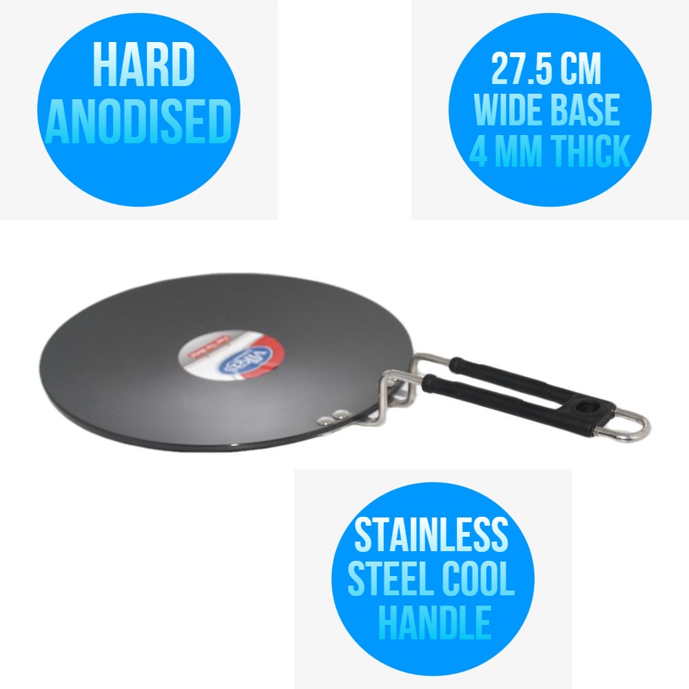 Vikas Tortilla pan 275 MM Hard Anodised (roti tawa) Big Curve Shape