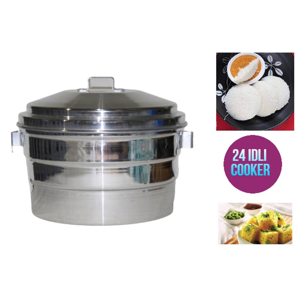 Aluminium Combo Steamer Cooker 3 in 1 24 Pcs Idli maker cooker , Dhokla & Patra