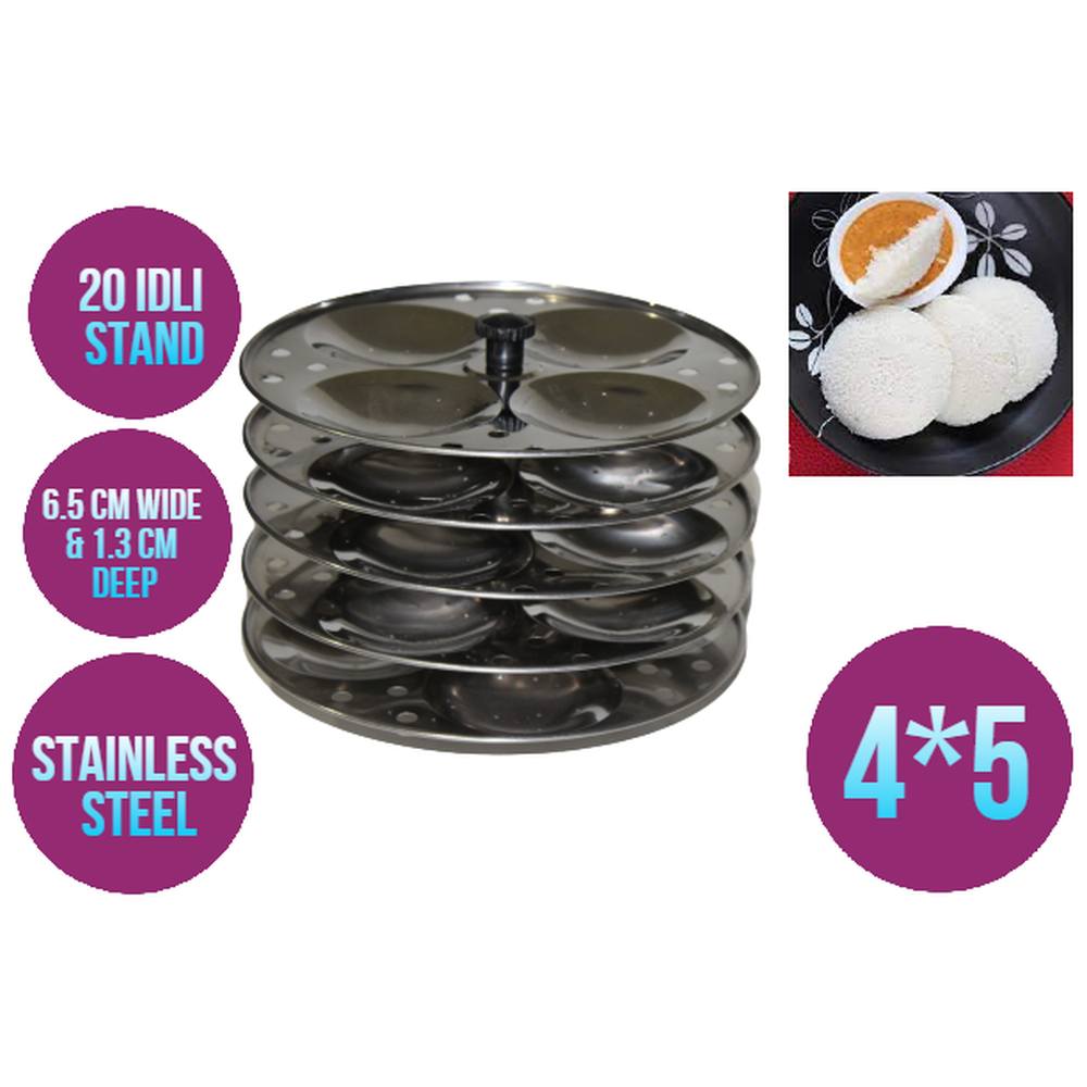 Stainles Steel Idli Maker & Stand 5 Plt 20 PCS