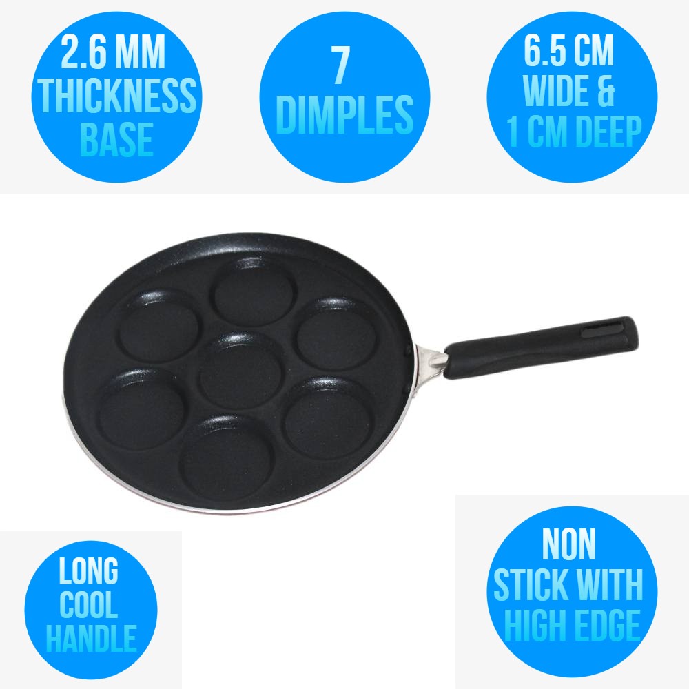 Mini Uttapam & 7 Dimples hole Pancake Pan 7 in 1 Egg Pancake Multi Sectional Frying Pan 7 Dimples hole frypan