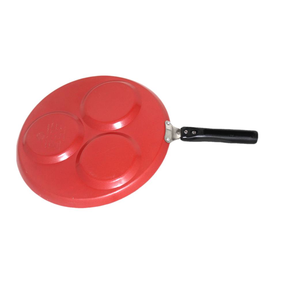 Mini Uttapam & 3 Dimples hole Pancake Pan 3 Dimple Non Stick Poffertjes Mini Dutch Pancake Cake Pan with Handles