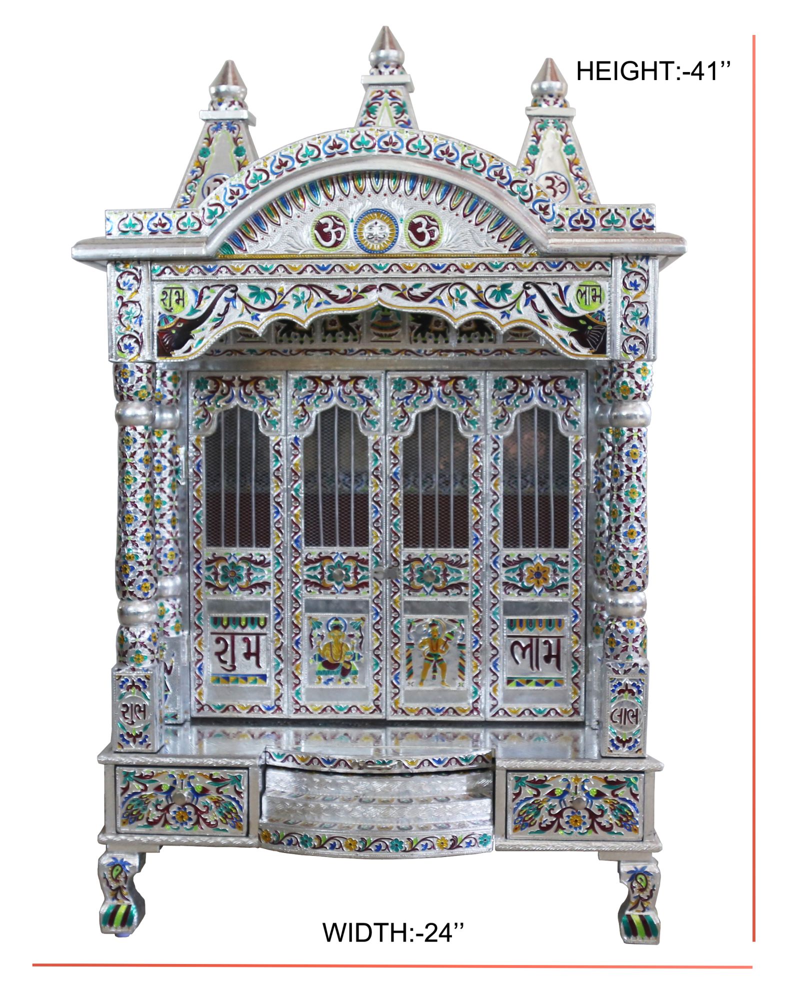 JK 24 18 Aluminium Minakari TEMPLE Home PUJA Ghar POOJA Mandir Hindu TEMPLE (Pick Up Price)