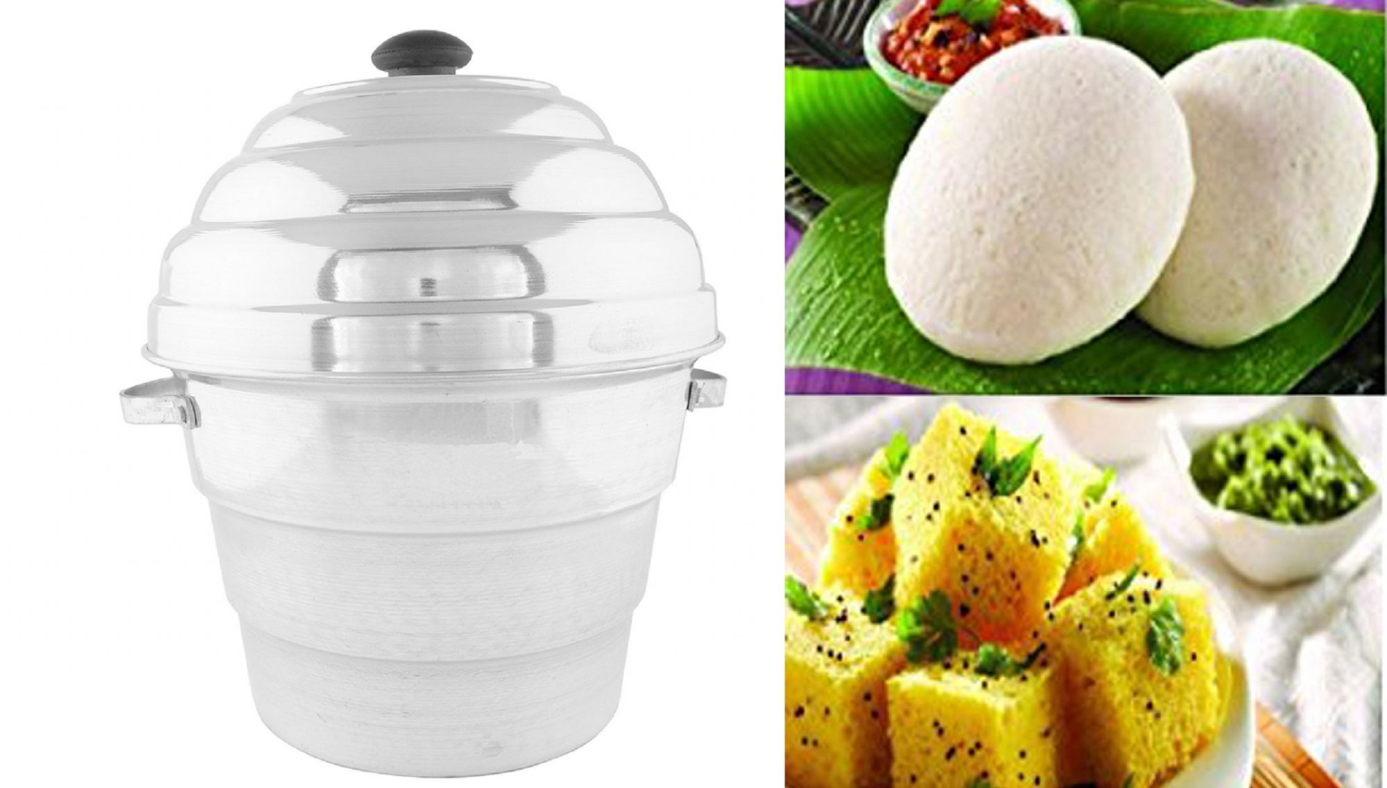 Aluminium Combo Steamer Cooker 3 in 1 12 Pcs Idli maker cooker , Dhokla & Patra