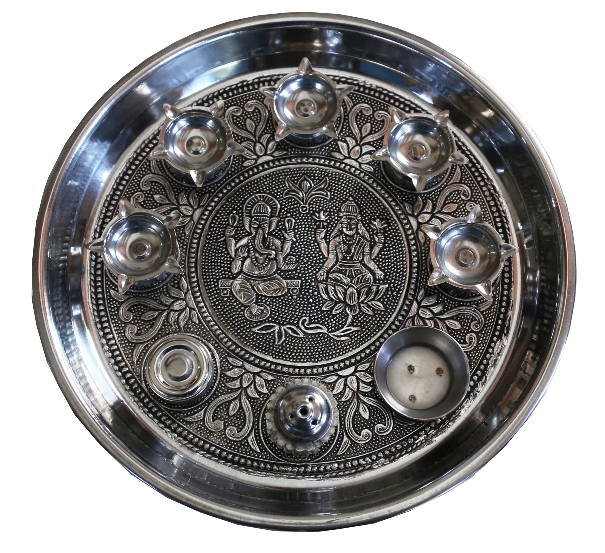 11” Oxodised Puja Pooja Aarti Thali