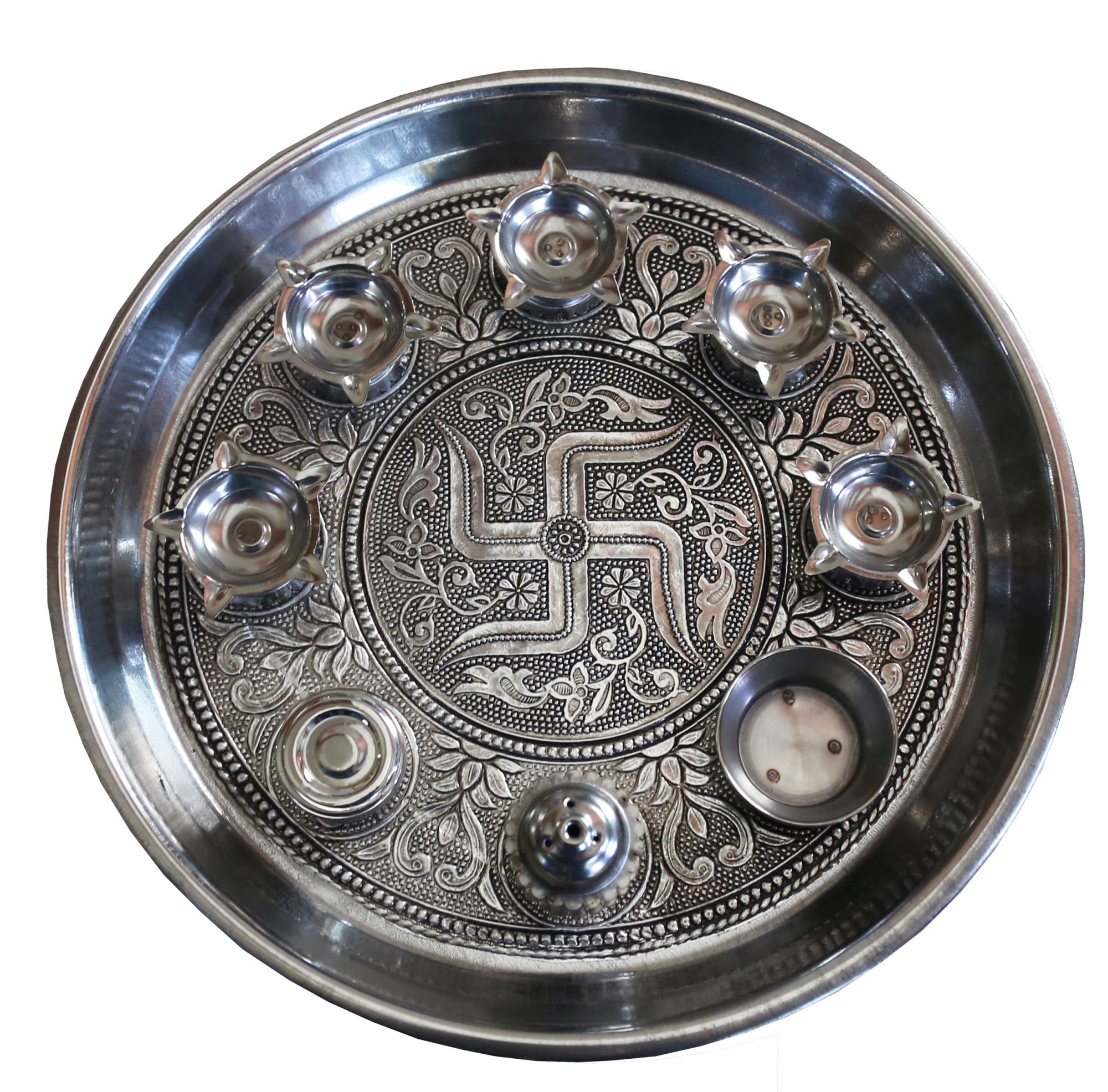 11” Oxodised Puja Pooja Aarti Thali