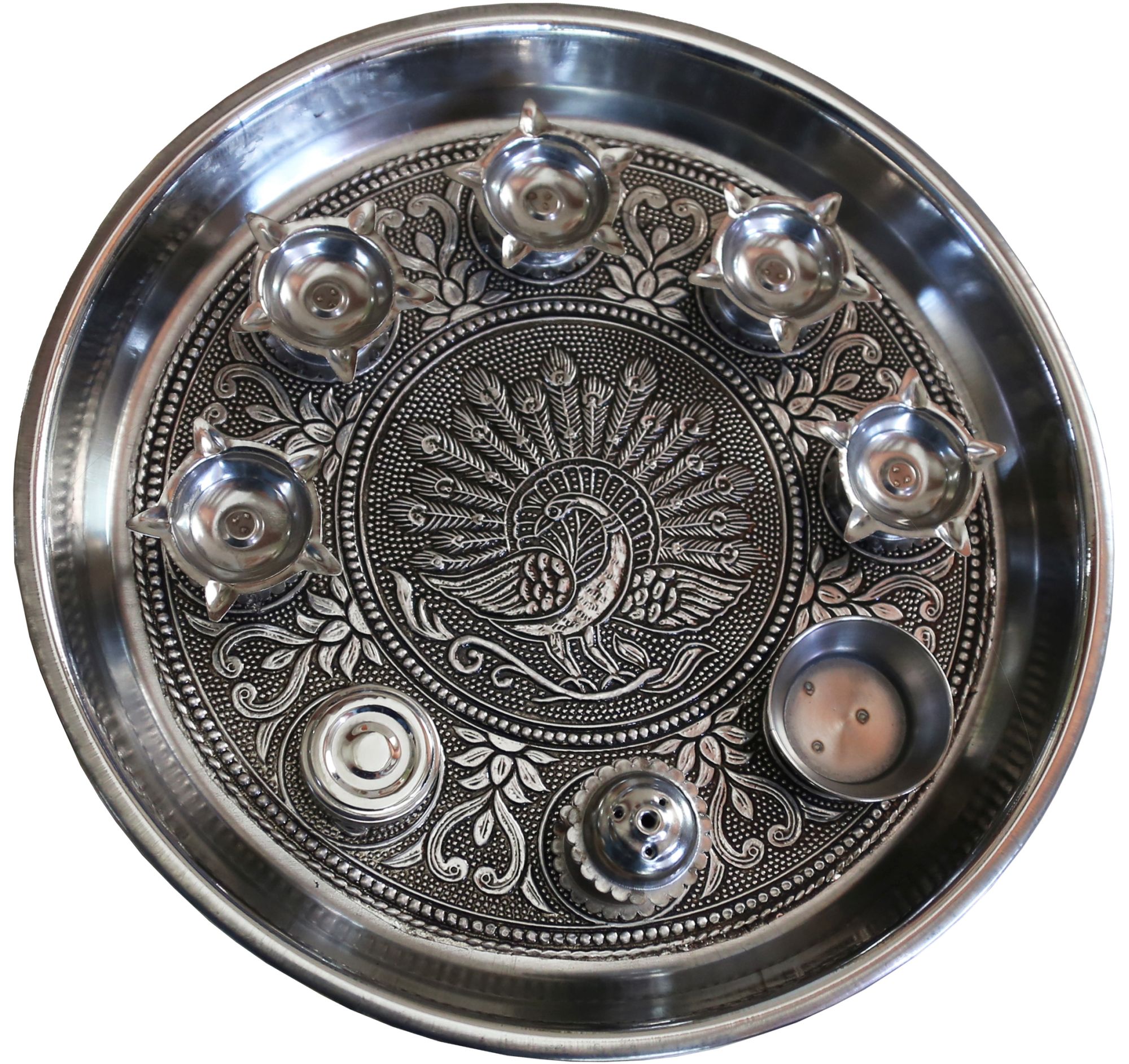 11” Oxodised Aarti Thali-1655 11” Oxodised Aarti Thali-1655