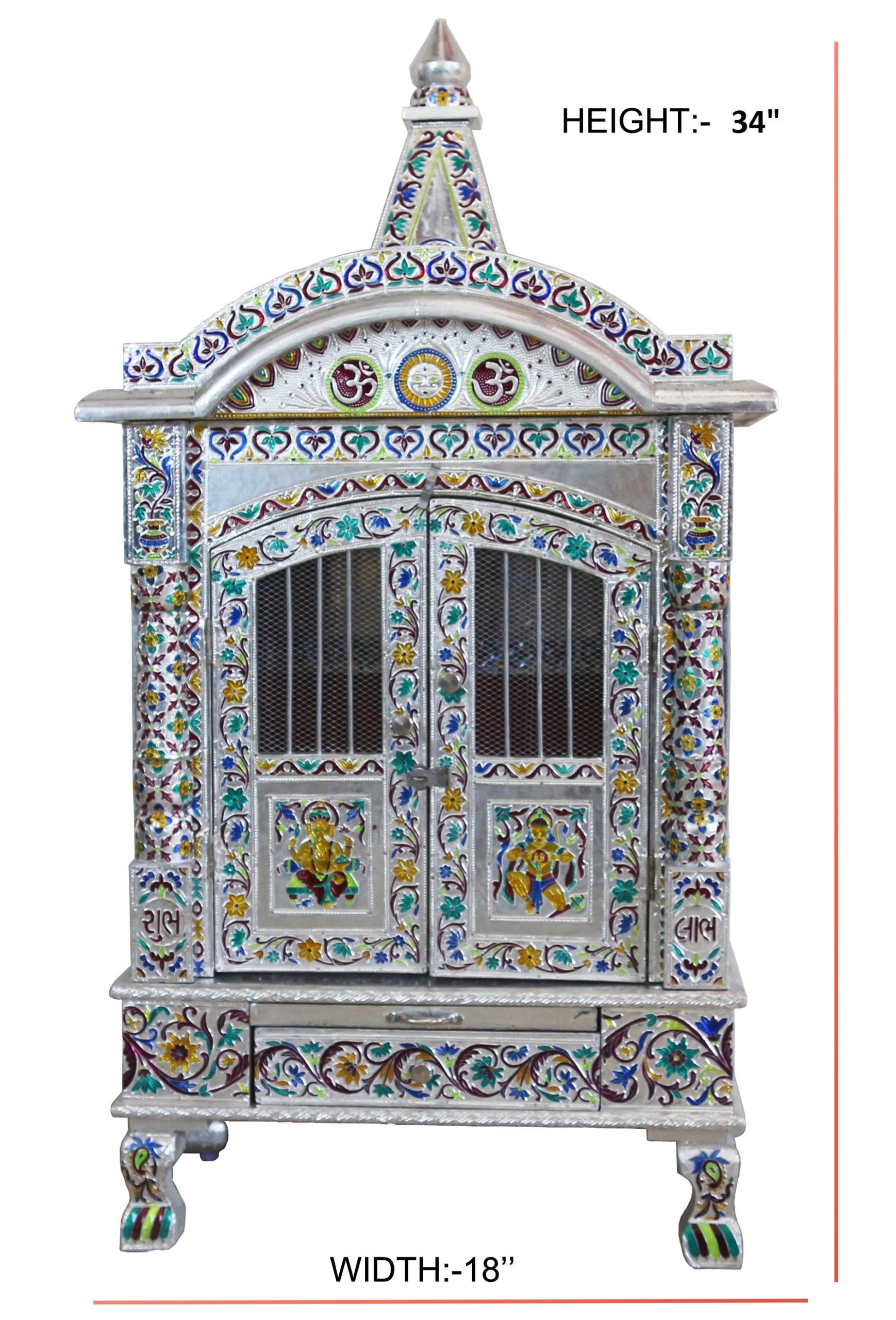 JK 18 9 Aluminium Minakari TEMPLE Home PUJA Ghar POOJA Mandir Hindu TEMPLE (Pick Up Price)