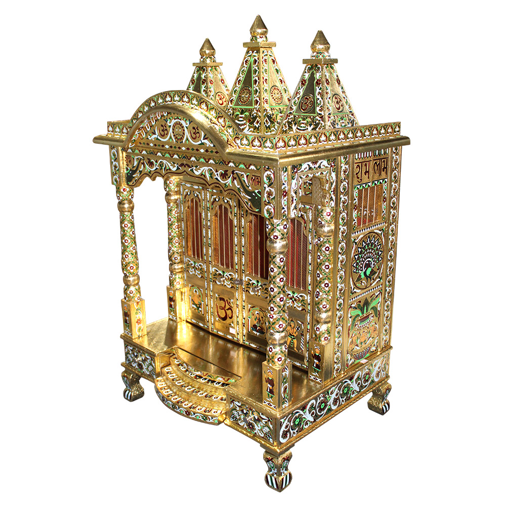 JK 24 18 Brass Minakari Pooja (Puja) Temple (Mandir)-2088 JK 24 18 Brass Minakari Pooja (Puja) Temple (Mandir)-2088