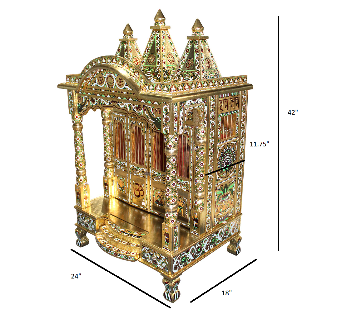 JK 24 18 Brass Minakari TEMPLE Home PUJA Ghar POOJA Mandir Hindu TEMPLE (Pick Up Price)