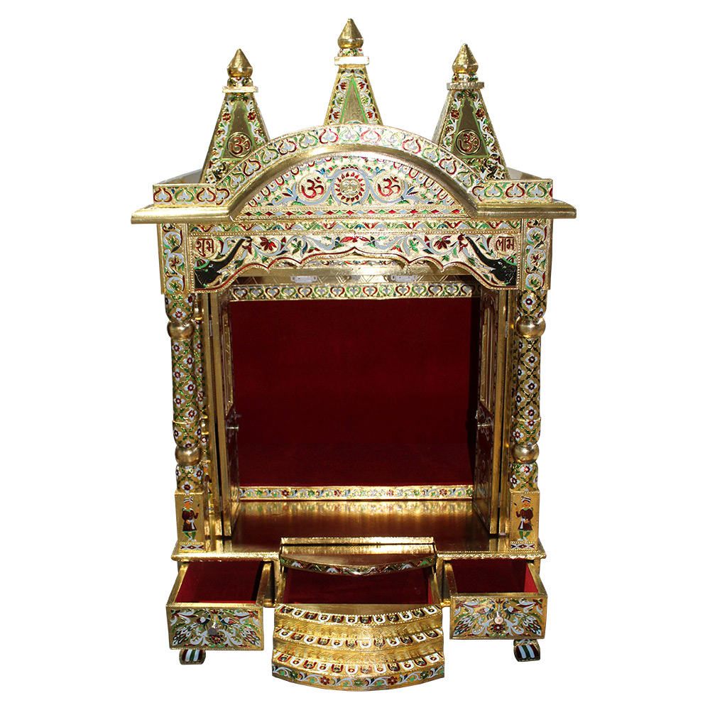JK 24 18 Brass Minakari TEMPLE Home PUJA Ghar POOJA Mandir Hindu TEMPLE (Pick Up Price)