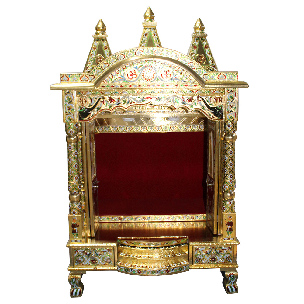 JK 24 18 Brass Minakari Pooja (Puja) Temple (Mandir)-2089 JK 24 18 Brass Minakari Pooja (Puja) Temple (Mandir)-2089