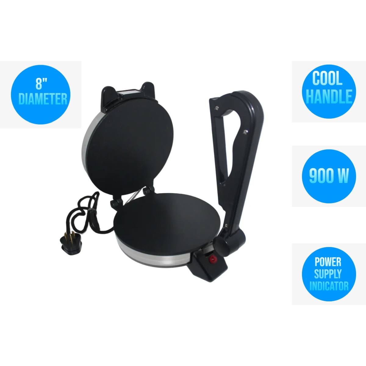 8" Roti Maker Indian Electric, Chapati, Flat Bread, Tortilla, Papad Maker