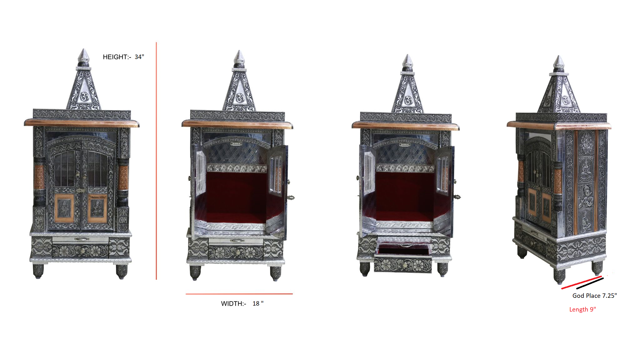 JK 18 9 Oxodise Copper TEMPLE Home PUJA Ghar POOJA Mandir Hindu TEMPLE(Pick Up Price)