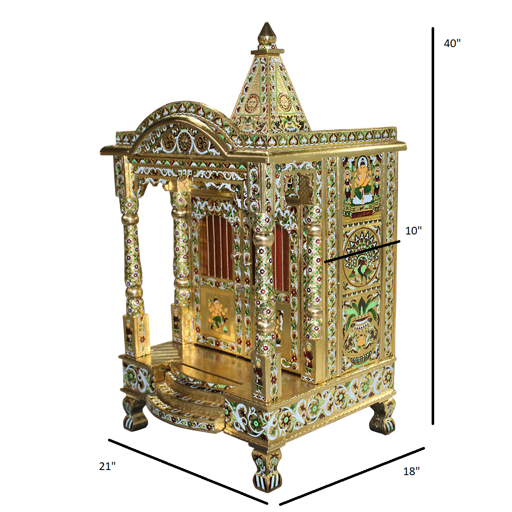 JK 21 18 Brass Minakari TEMPLE Home PUJA Ghar POOJA Mandir Hindu TEMPLE (Pick Up Price)
