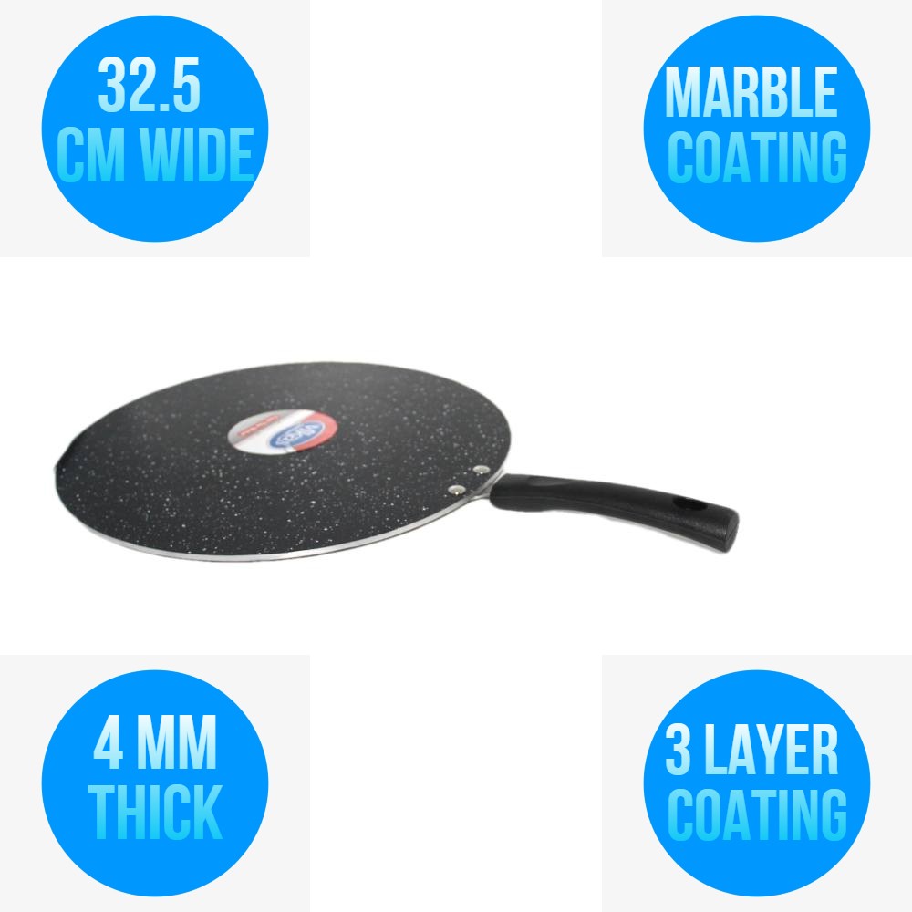 Vikas 32.5 CM Flat Frying Pancake Pan Non Stick (3 layer 4 MM Thick) Dosa Tawa