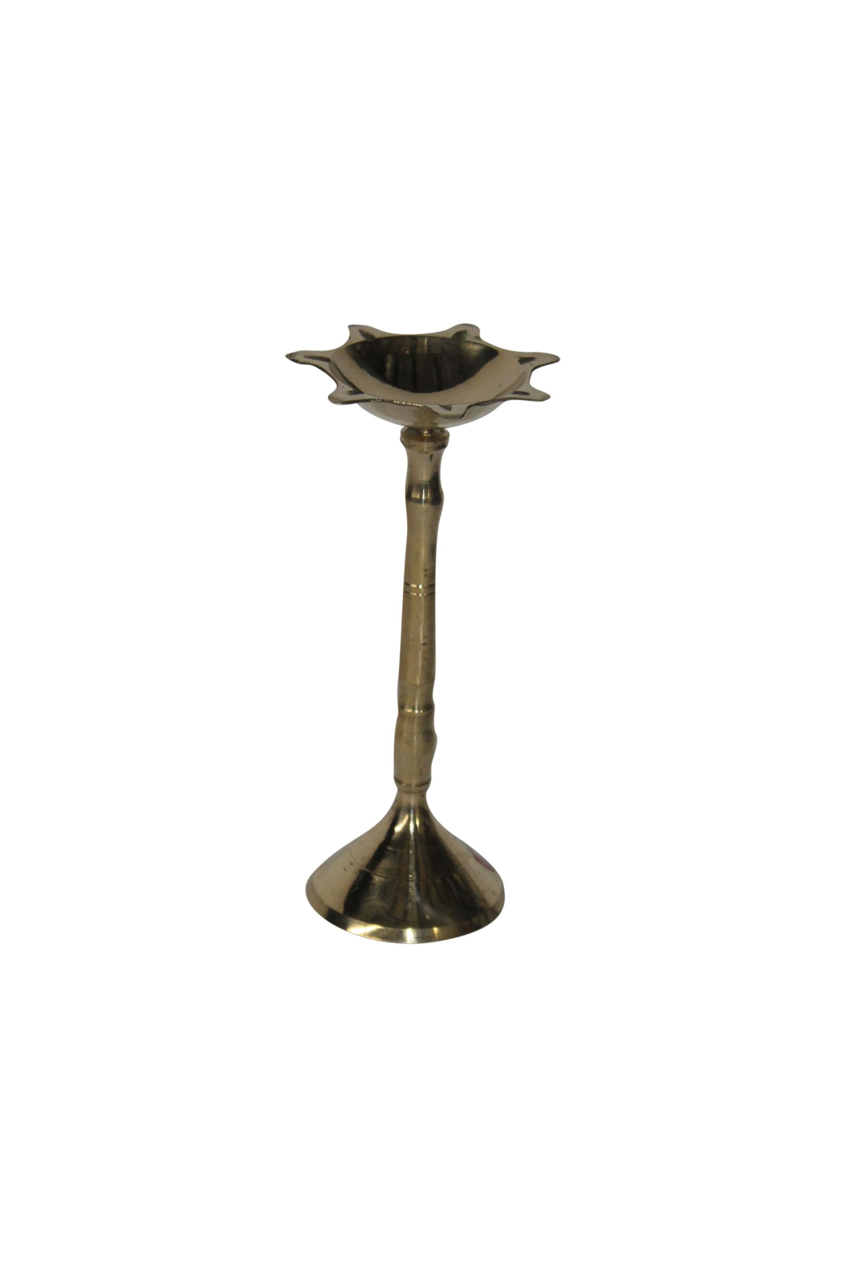 Traditional Brass Puja Diya Deepak Oil Wick Lamp stand Home Temple Pooja 13 CM