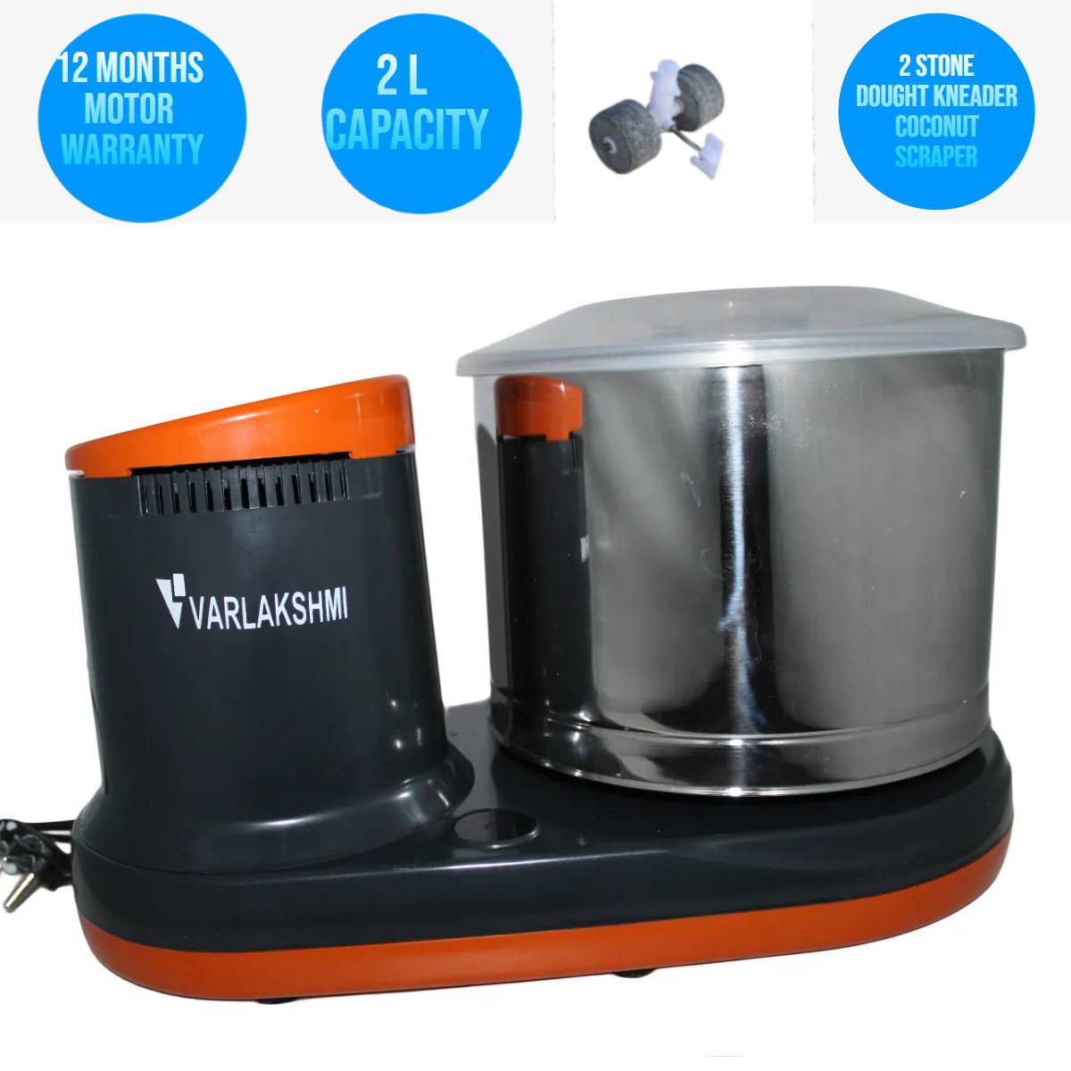 Varlakshmi Table Top Wet Grinder 2 Ltr Stone Wet mixer Grinder (Brown Orange) (Pick Up Price)