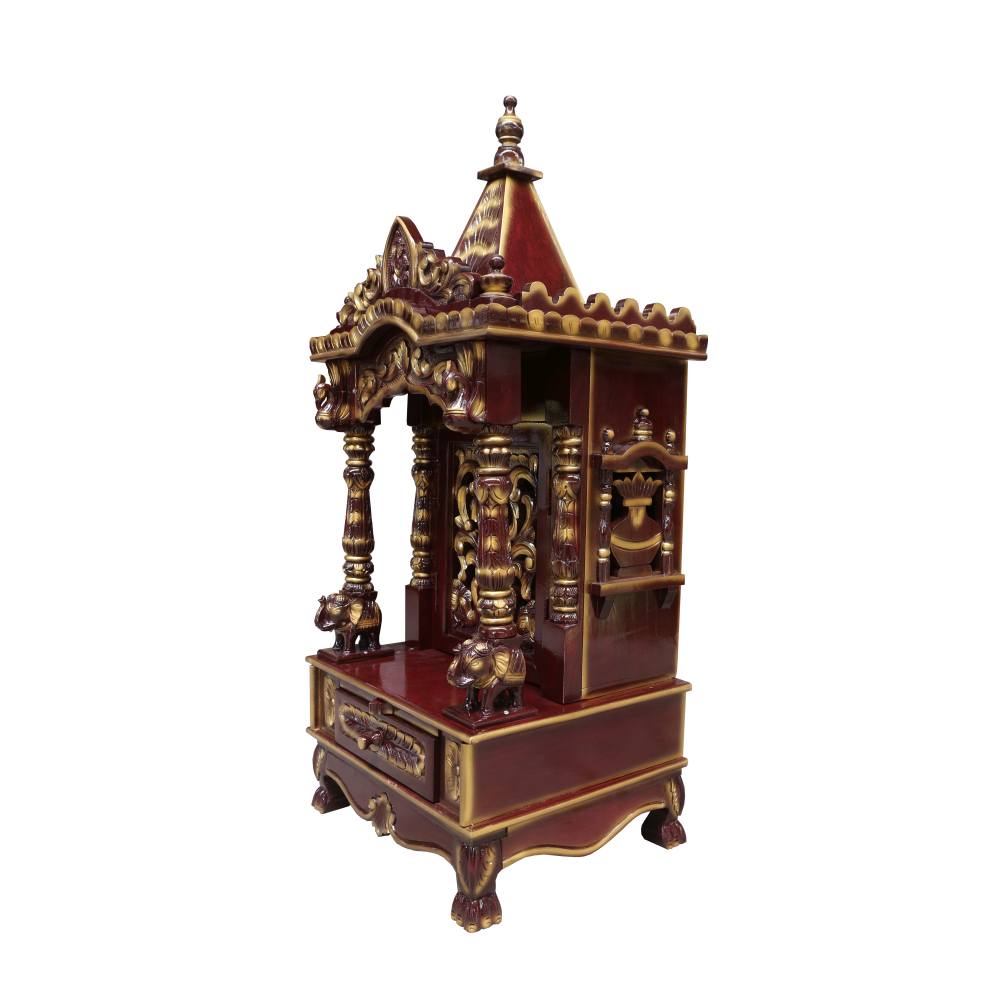 JK 21 18 Sevan WOOD with Ply CEMICARVE TEMPLE Home PUJA Ghar POOJA Mandir Hindu TEMPLE (Pick Up Price)(Cherry Gold)