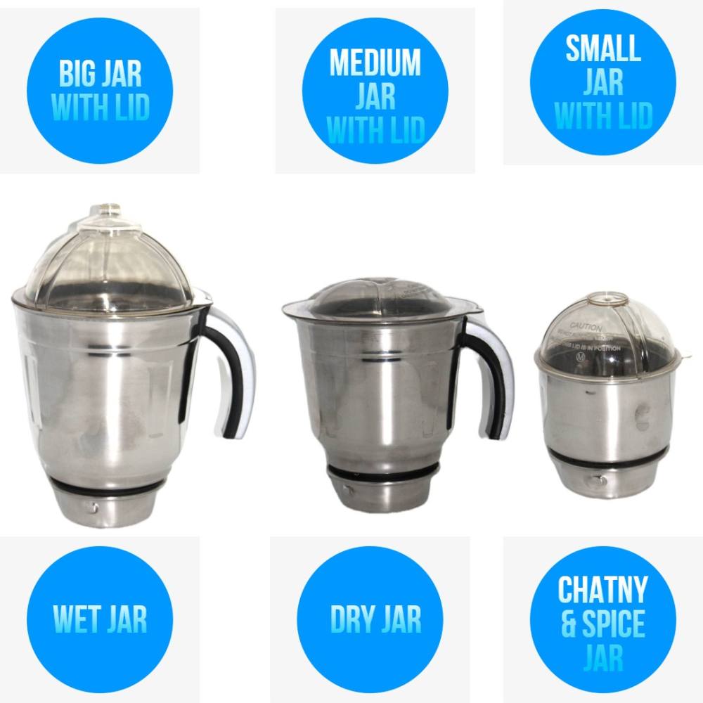 Kitchen King Stainless Steel Jars 3 Pcs (Sliver) (No refund & No Exchange)