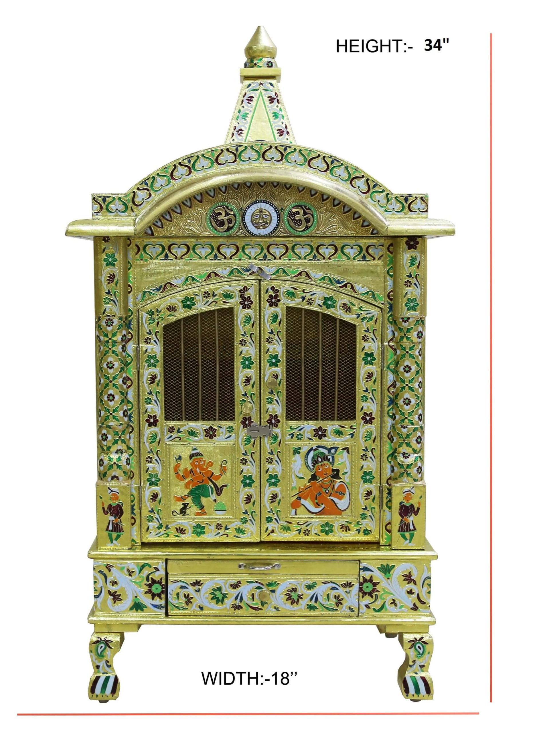 JK 18 9 Brass Minakari TEMPLE Home PUJA Ghar POOJA Mandir Hindu TEMPLE (Pick Up Price)