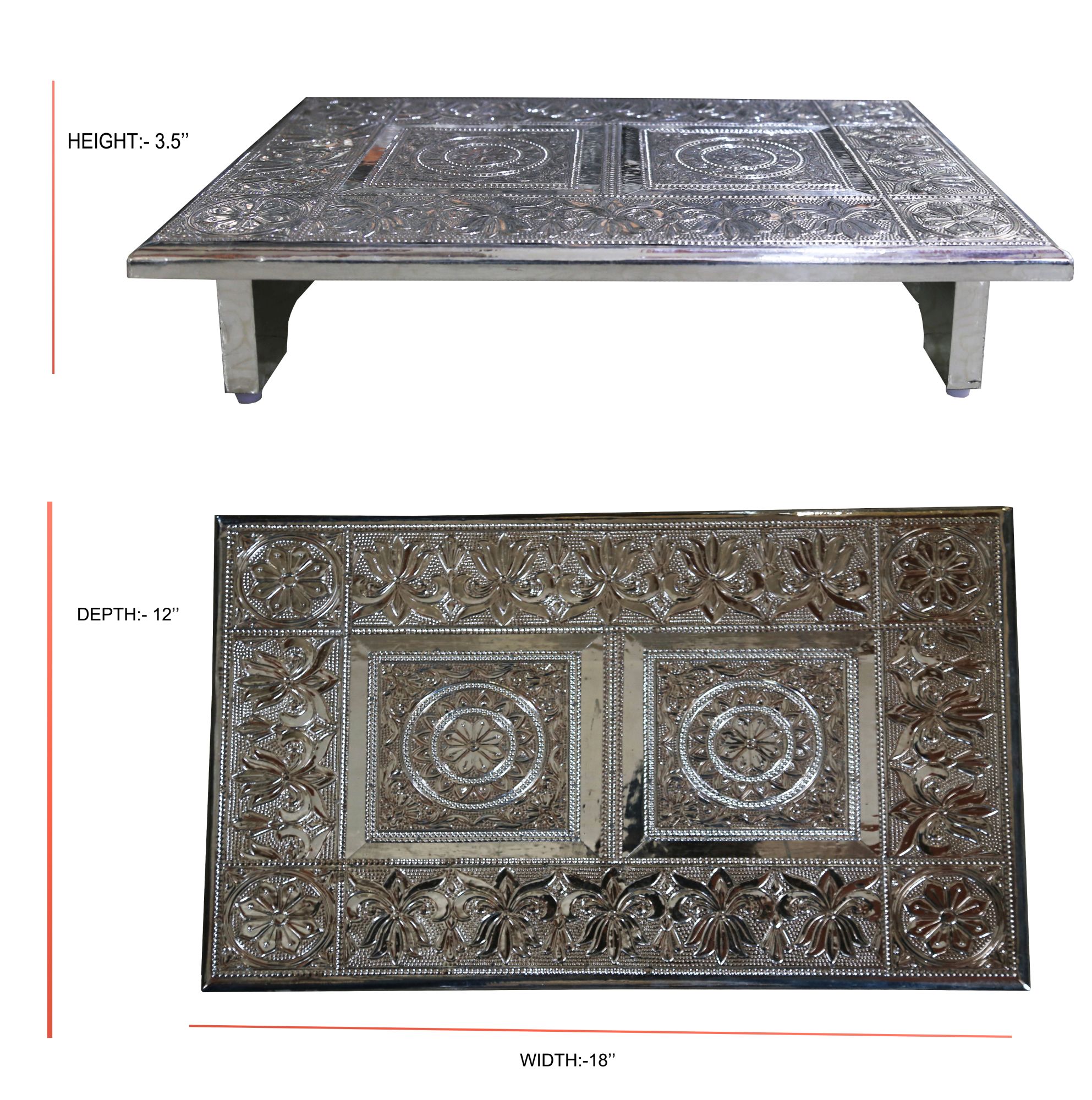 12 * 18 Alluminium Patala Pooja Puja table/Chowki (Copy)