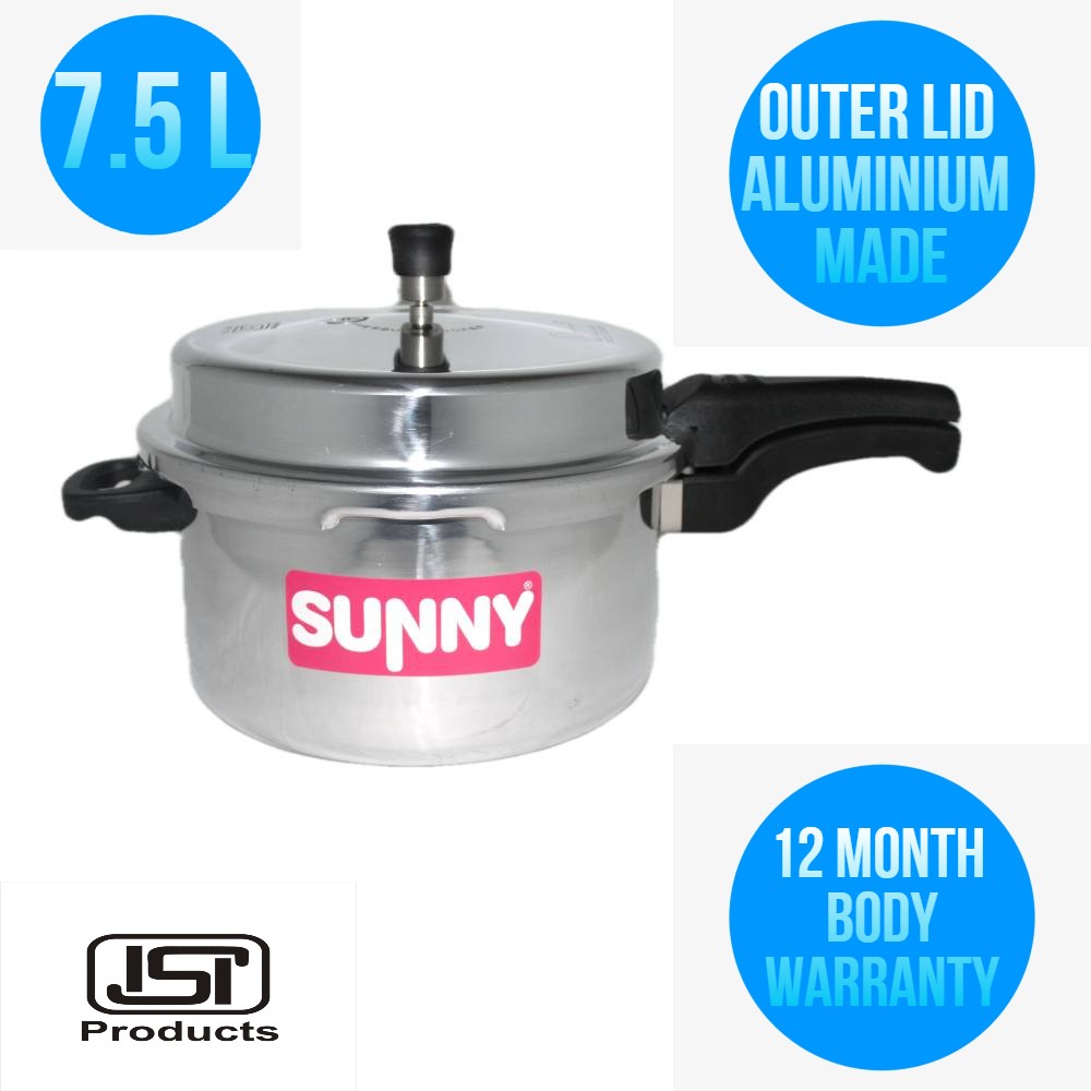 Sunny 7.5 Liters large outer lid 7.5 Ltr Aluminium Pressure Cooker 7.5 L