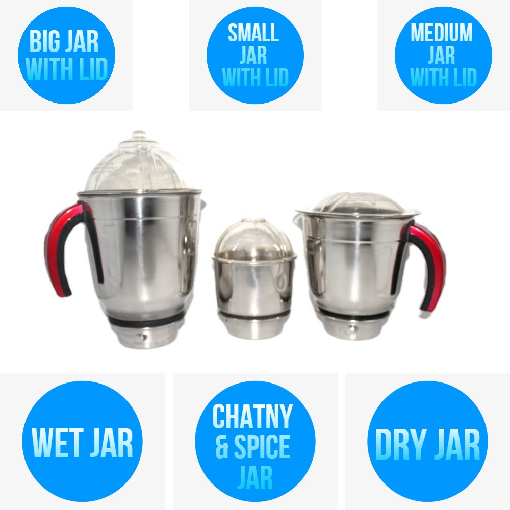 Kitchen King Stainless Steel Jars 3 Pcs (Red) (No refund & No Exchange)