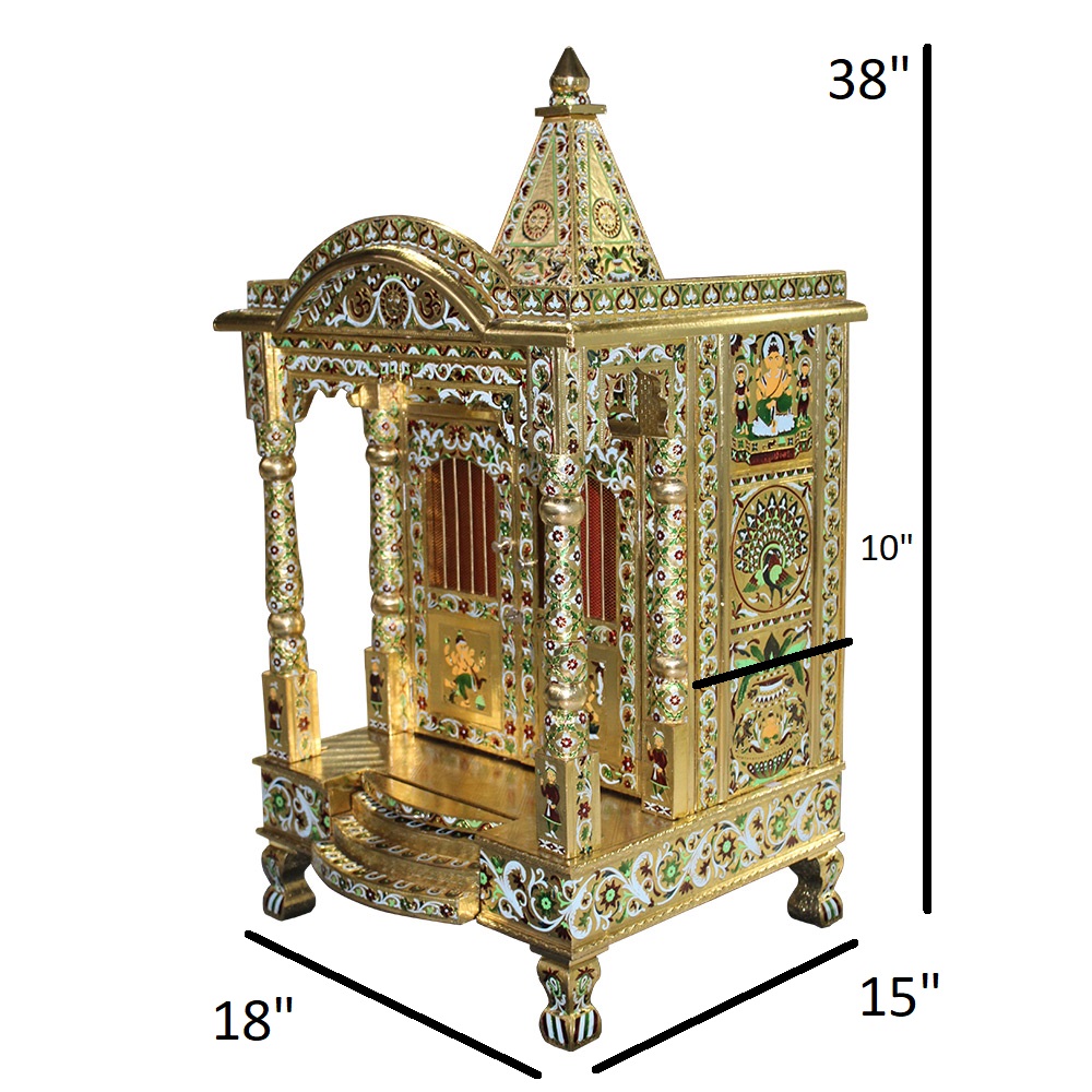 JK 18 15 Brass Minakari TEMPLE Home PUJA Ghar POOJA Mandir Hindu TEMPLE (Pick Up Price)