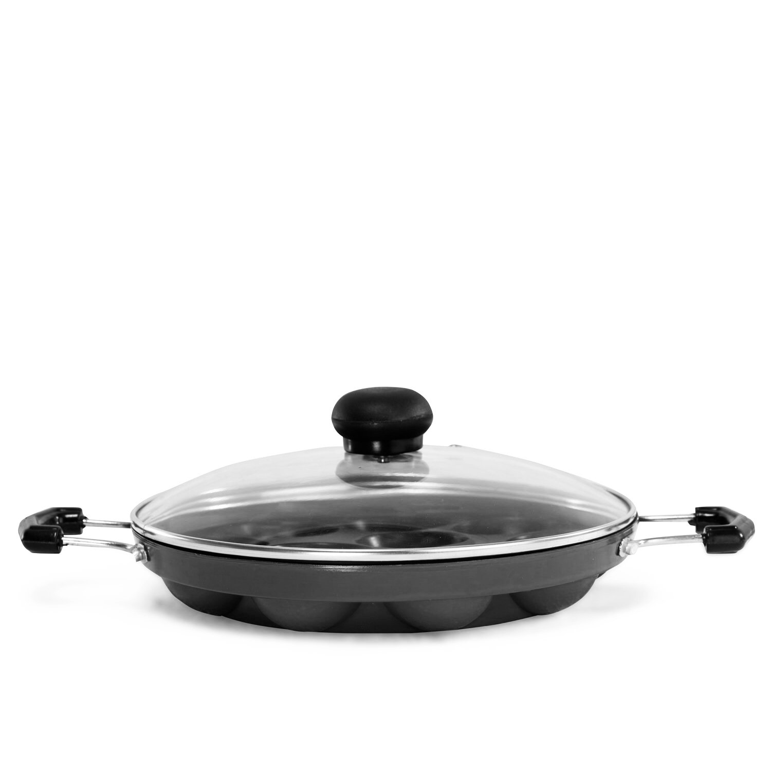 12 PCS Appam Tawa, Poffertjes Mini Dutch Pancake, Takoyaki Pan Paniyaram, Pan, Patra & Tawa octopus maker grill tray mold pan With Glass Lid