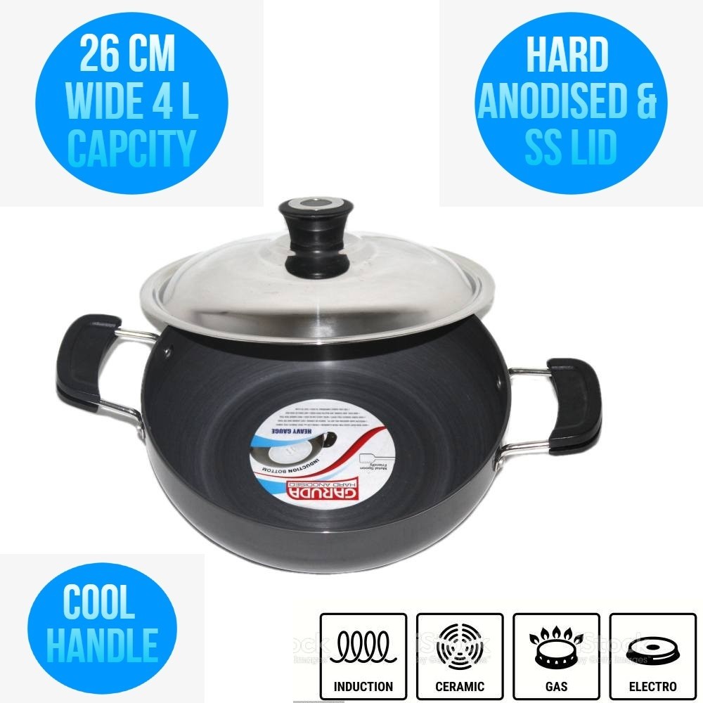 Garuda HARD ANODISE DEEP FRY PAN WITH LID 4 Ltr (26 CM)