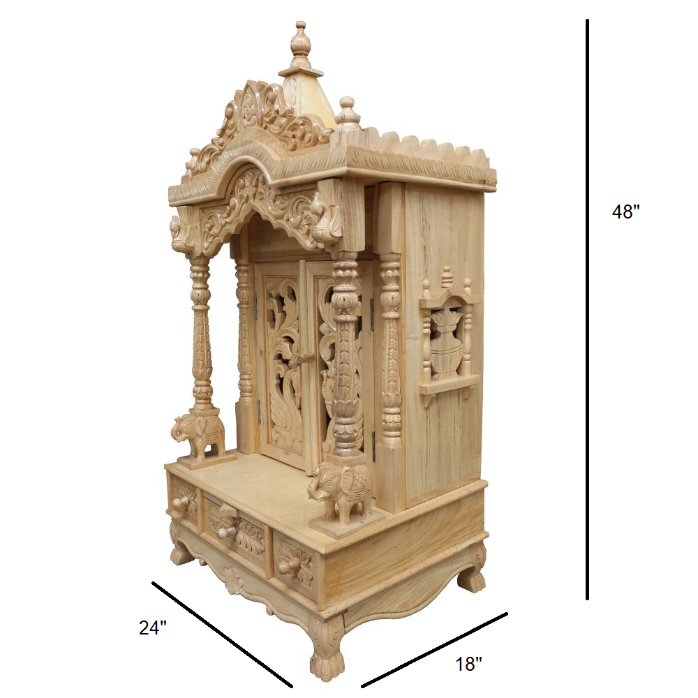 JK 24 18 Sevan WOOD with Ply CEMICARVE TEMPLE Home PUJA Ghar POOJA Mandir Hindu TEMPLE (Pick Up Price) (Wood)