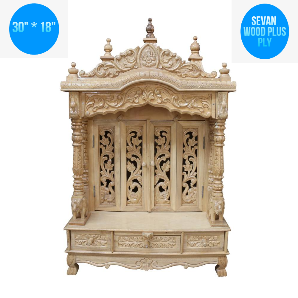 JK 30 * 18 Sevan WOOD with Ply CEMICARVE POOJA (PUJA) TEMPLE (MANDIR) (Wood)