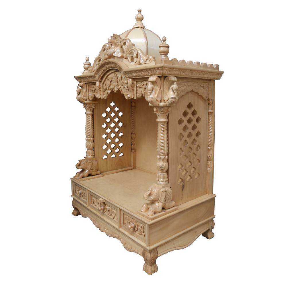 JK 30 * 18 Sevan WOOD with Ply FULL CEMICARVE POOJA (PUJA) TEMPLE (MANDIR) (Wood)