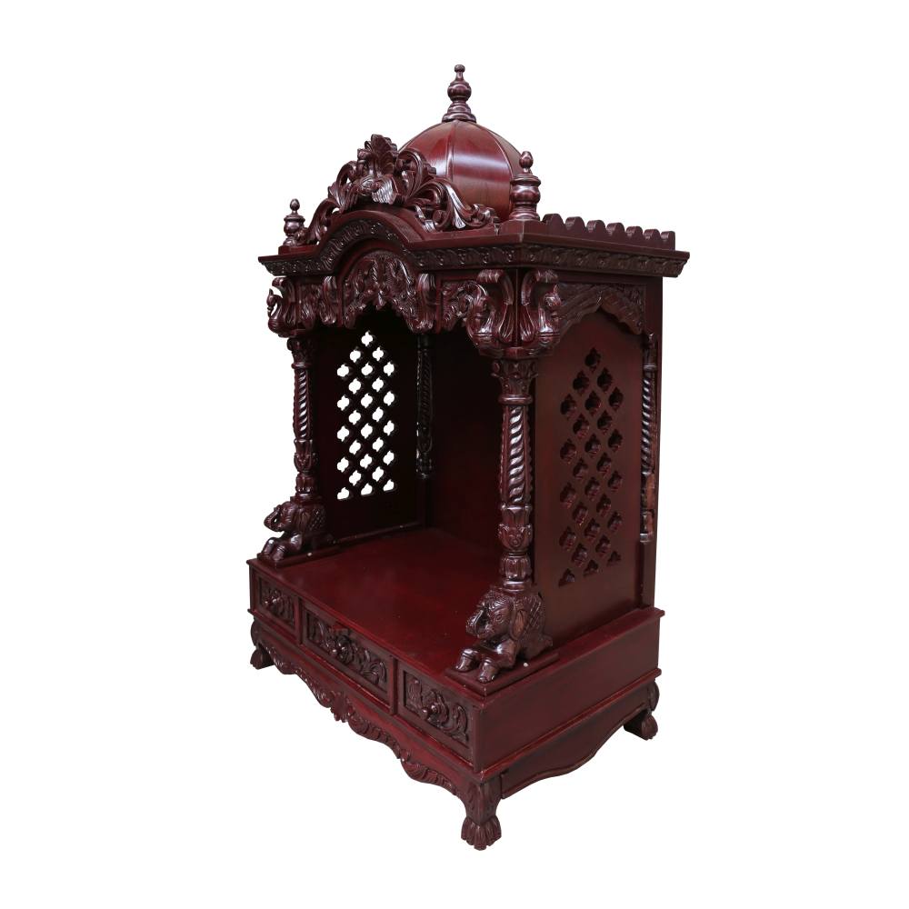 JK 30 * 18 Sevan WOOD with Ply FULL CEMICARVE POOJA (PUJA) TEMPLE (MANDIR) (Cherry)