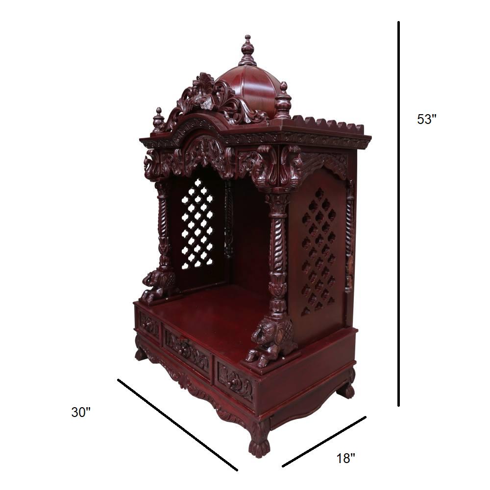 JK 30 * 18 Sevan WOOD with Ply FULL CEMICARVE POOJA (PUJA) TEMPLE (MANDIR) (Cherry)