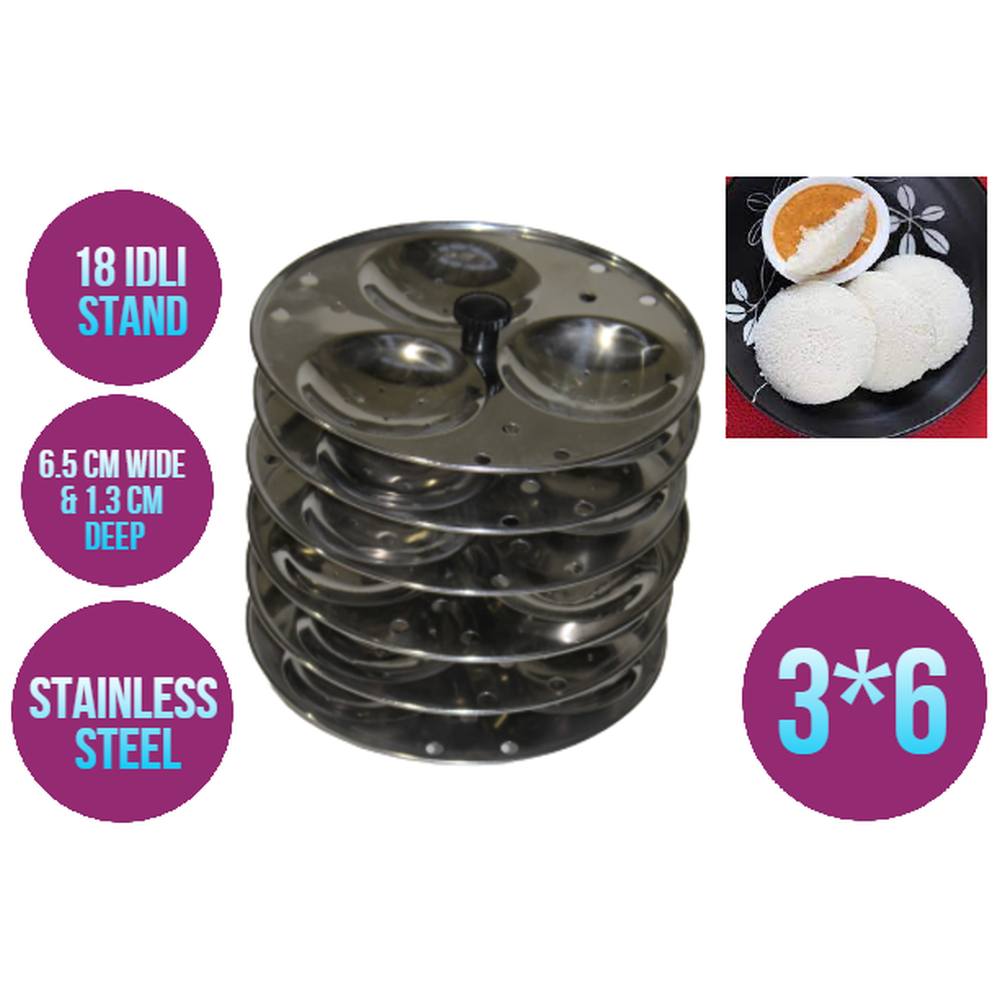 Stainles Steel Idli Maker & Stand 6 Plt 18 PCS