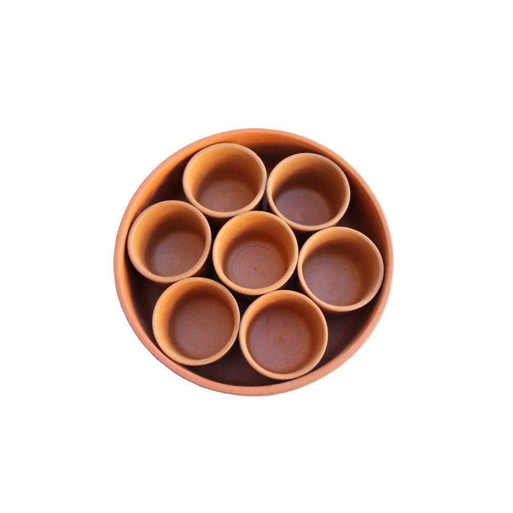 Clay Masala Spice Box with Glass Lid (Only Pick Up)
